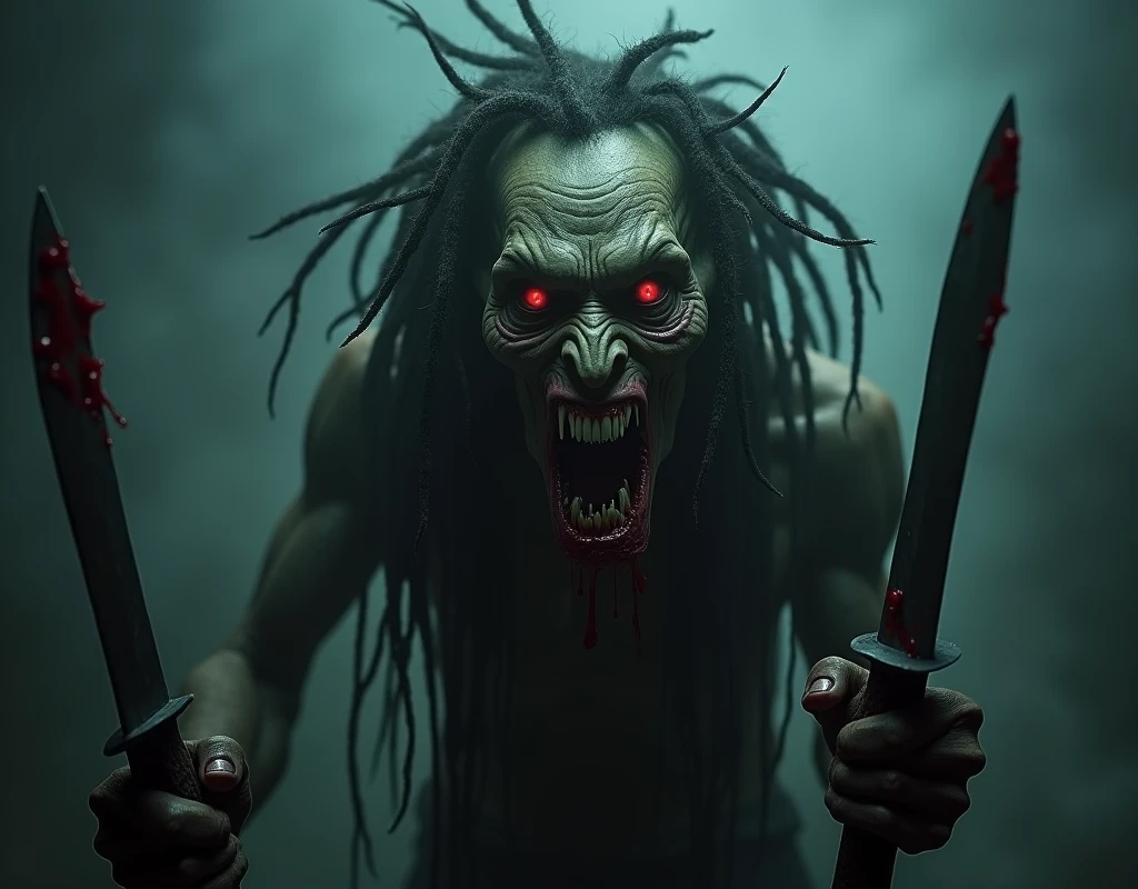 (high resolution, 8k, photorealistic, hyper detailed, masterpiece, exquisite, vivid colors, perfect composition, intricate details,Best Quality, 8K, Masterpiece: 1.2, Photorealistic: 1.37, HDR, UHD),image of a full-body zombie,image 3D,hell,Black and blue flames