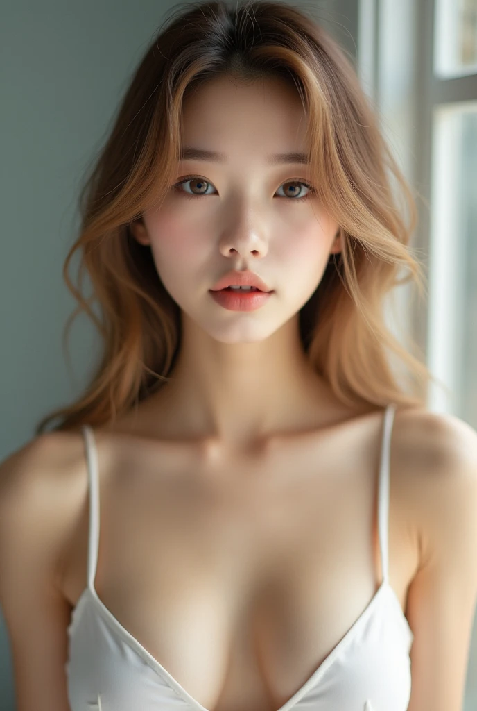 Korean beauty K cup naked blonde big breasts high school student face