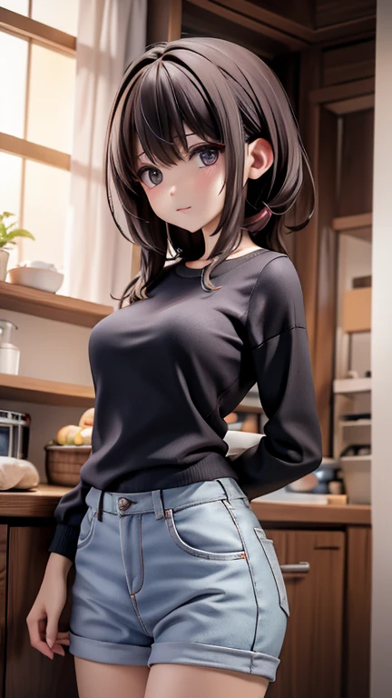 30-year-old woman、Mother,Married women,,Black Hair,Small breasts、Small breasts、Casual wear、Calm appearance、sweater、shirt、5 clothing patterns、Clothing design、whole body、One character、
