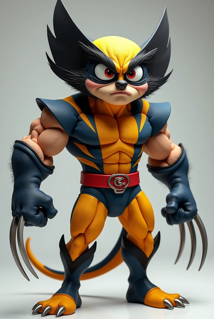 (photorealism:1.2) oggy face, wolverine, full body frame,