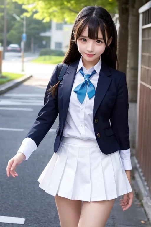 Cute Girls、high school girl、uniform、mini skirt、See-through、Fluttering in the wind
