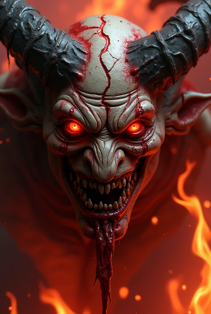 Satan blood face fire satanism