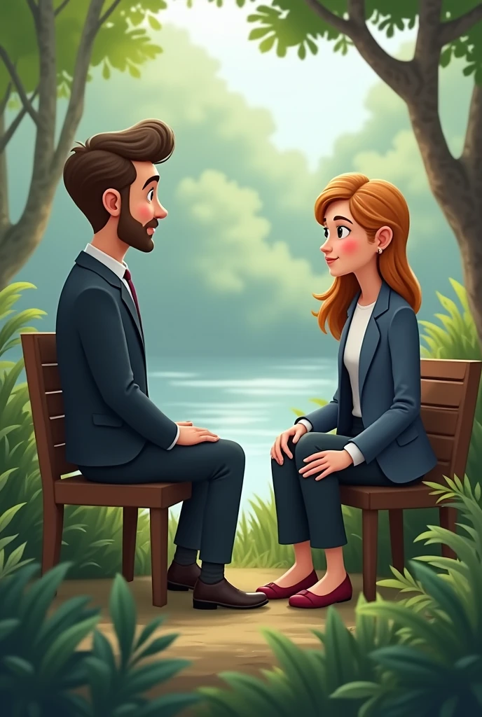 Psychologist man wear work uniform
with him client out door