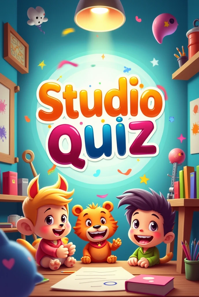 Create a Quiz cover with the name Studio Quiz wanted more fun type for kids