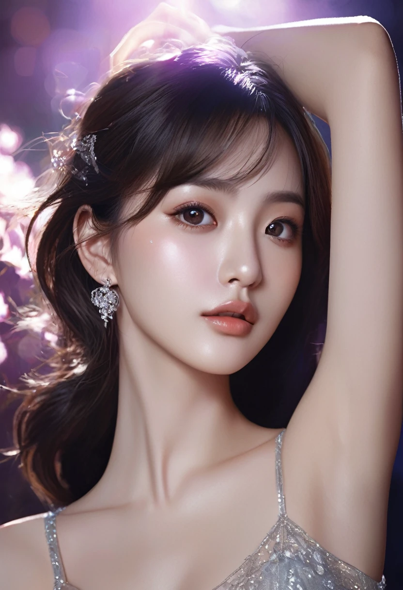 masterpiece, best quality, illustration, Super detailed, fine details, High resolution, 8k wallpaper, Perfect dynamic composition, Beautiful and delicate eyes , Open mouse, Sexy face,There is a feeling of ecstasy on the face,Facing the peak of sexual arousal, looking at the audience, ((Dark background)), mark demstead style