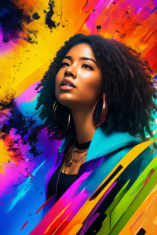 a background completely filled with scattered musical notes in various sizes and colors, beautiful girl in colorful image, dance hiphop dance crew waacking dance, punking, black medium hair, five fingers, baggy clothes, (best quality,4k,8k,highres,masterpiece:1.2),ultra-detailed,(realistic,photorealistic,photo-realistic:1.37),vivid colors,studio lighting,professional、ワックダンス、