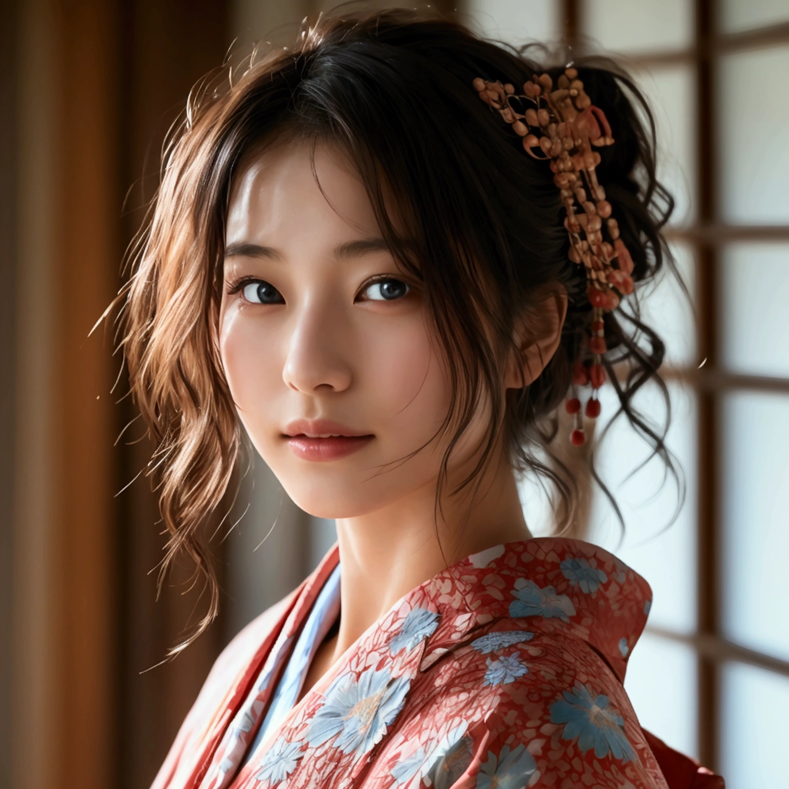Masterpiece:1.5、Highest quality:1.5、(Beautiful Japanese Women:18-year-old)、、Wearing a beautiful yukata:Colored:Japanese pattern,Beauty Painting、Realistic portraits、Beautiful detailsまでこだわった目、超High resolution, (reality:1.2), Cinema Lighting、Detailed face、 Beautiful Face、Beautiful Skin、(Looking at the audience)、(High resolution)、(8k)、(Very detailed)、(Beautiful details)、(wallpaper)、Bright lighting、Professional Lighting、smile,Whole body、Skin-beautifying effect、Overall image、Accurate anatomy:1.2、Accurate Images:1.2、Very detailedな画像、Perfect image、Flawless images、Natural soft light、Beautiful images、(Best Shot,RAW Photos)