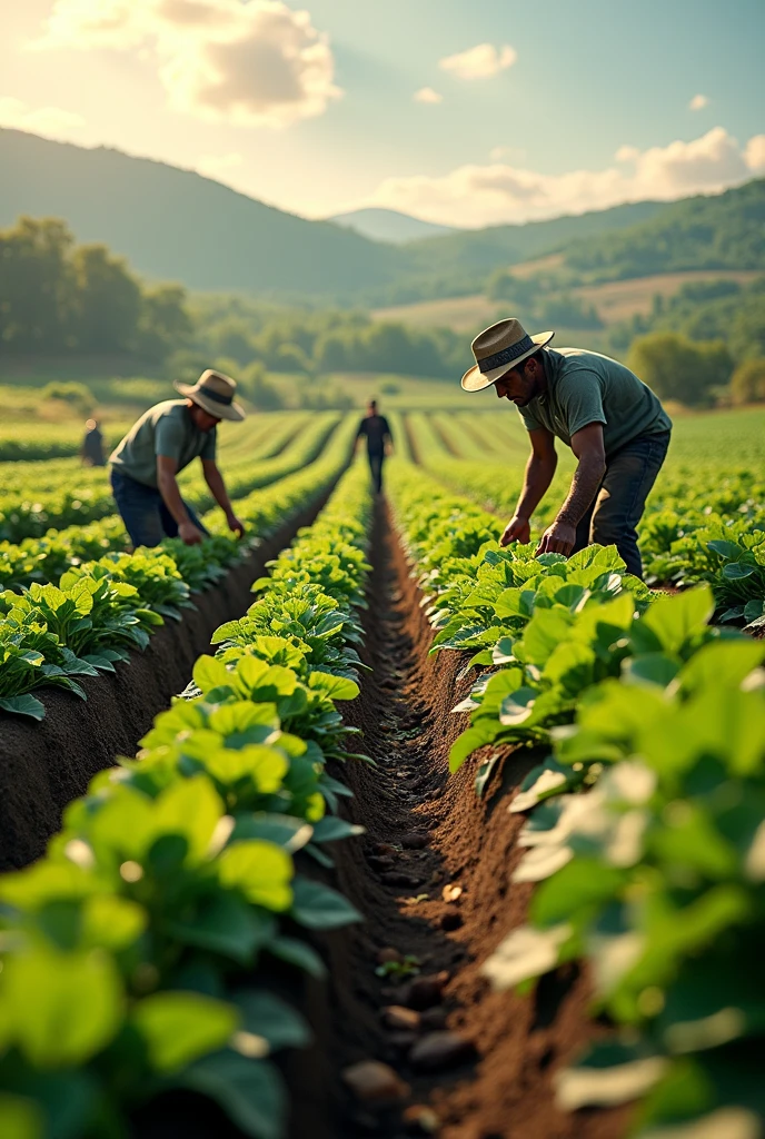 I would like to create a representative image of planting and harvesting to illustrate an analogy regarding personal development and professional growth.