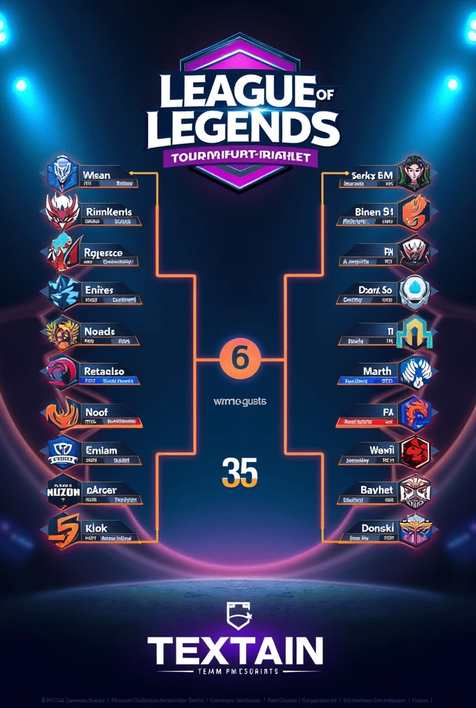 generates an image of a tournament bracket for League of Legends that starts from the Round of 16