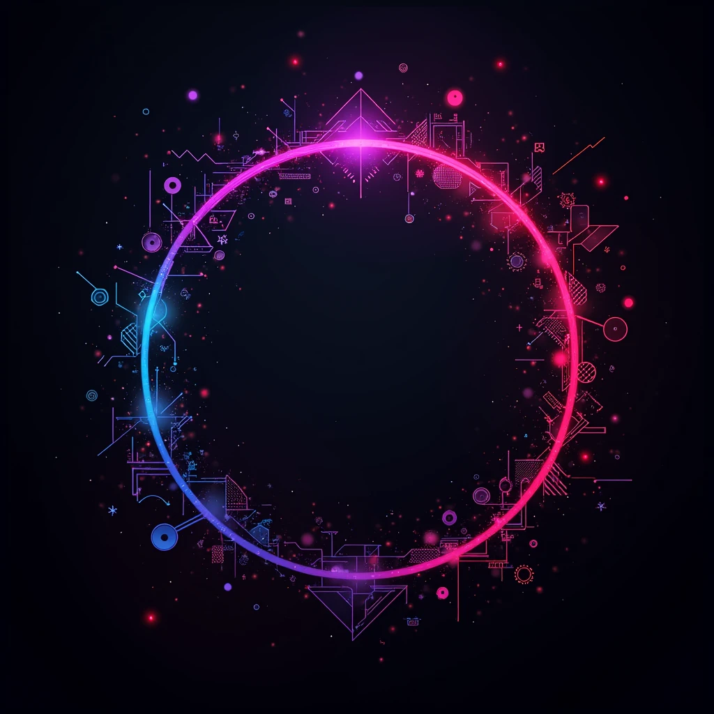Create cover for electronic music album in vibrant colors and black