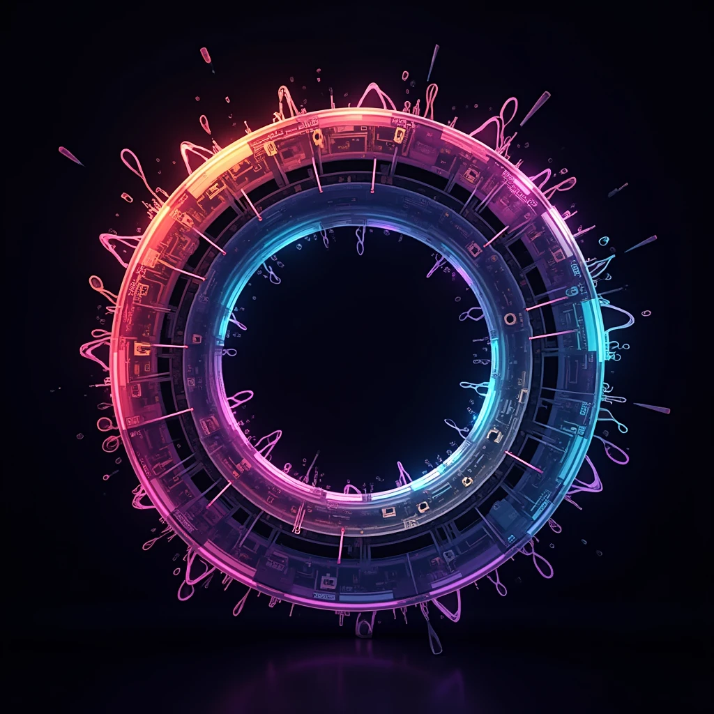 Create cover for electronic music album in vibrant colors and black