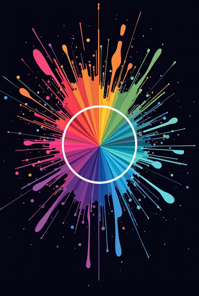 Create cover for electronic music album in rainbow colors and black
