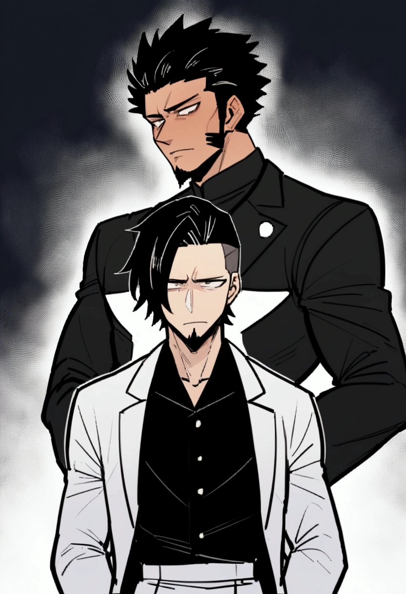 Anime My hero Academia 1 boy 1 ghostman (Hero oc) He has a muscular tall build. His hair is a black undercut.He also have short black goatee. Toshio was a shy,insecure boy in private but adopted a warm and outgoing public persona. He is  His full name is Iwamoto Toshio. His family owned funeral home . The user also have ghost asisstant that look like the user but older and taller named Akira.His personality is sarcastic,introvert,serious and no nonsense. both of them wear the same costume,Toshio wear white suit with black rose.Akira wear black suit with white rose