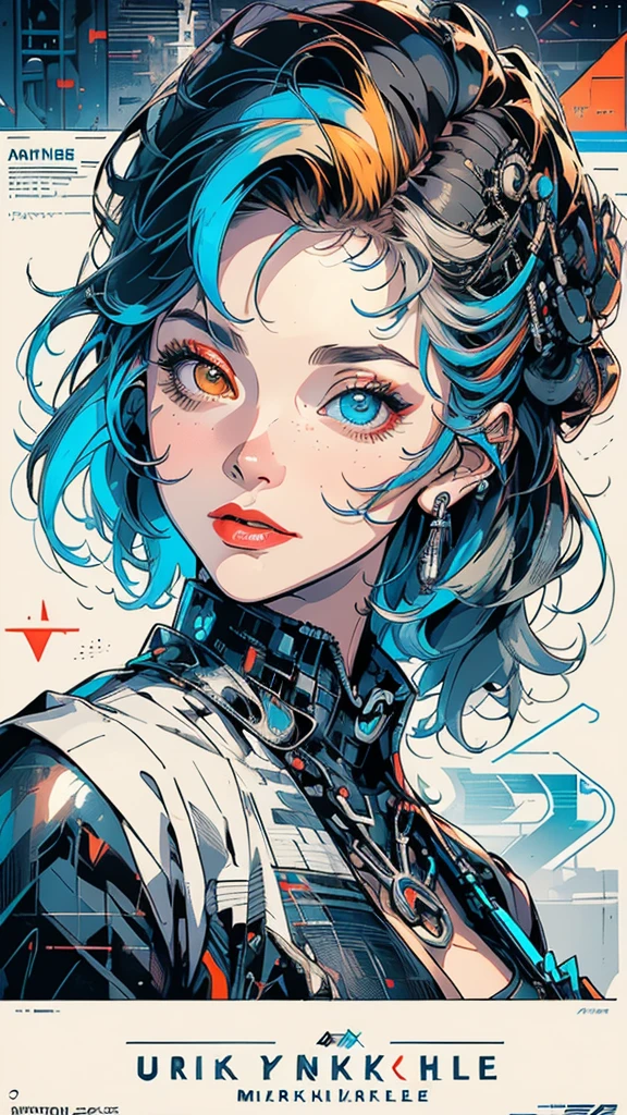 (((masterpiece, highest quality))),(((solo:1.2))),(((1girl:1.2))),32k wallpaper, very detailed, poster, vintage science fiction,(((((geometric cinematic movie poster))))), (bauhaus), shape,(((abstract))),(mid century modern),movie poster,(((((portfolio))))),(((((Close-up))))),(((((bust up))))),((((more various angle)))),(((highlight))),((((heterochromia)))),(((complete. detailed face))),(((Extremely talented))),(((((most complecated machine))))),(Cleavage),(((((unlimited mechanic Workaholic))))),(((Absolutely detailed Mighty machines background))),neon light