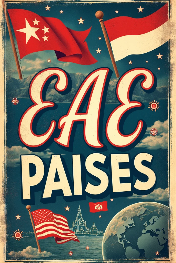 create a vertical wallpaper to put propaganda with the name EAE PAISES and things about flags, geography, globe, etc.