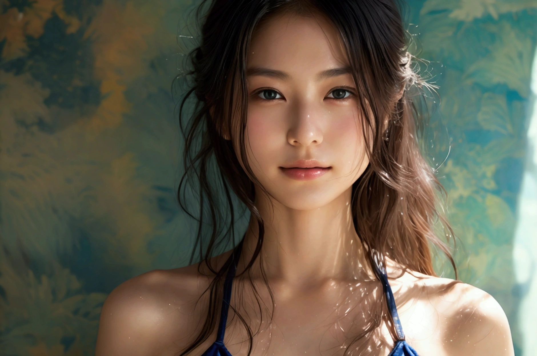Masterpiece:1.5、Highest quality:1.5、(Beautiful Japanese Women:18-year-old)、Straight hair with black hair、Bikini Swimwear:String Bikini:Colors and patterns,Beauty Painting、Realistic portraits、Beautiful detailsまでこだわった目、超High resolution, (reality:1.2), Cinema Lighting、Detailed face、 Beautiful Face、Beautiful Skin、Beautiful breasts、(Looking at the audience)、(High resolution)、(8k)、(Very detailed)、(Beautiful details)、(wallpaper)、Bright lighting、Professional Lighting、smile,Whole body、Skin-beautifying effect、Overall image、Accurate anatomy:1.2、Accurate Images:1.2、Very detailedな画像、Perfect image、Flawless images、Natural soft light、Beautiful images、(Best Shot,RAW Photos)
