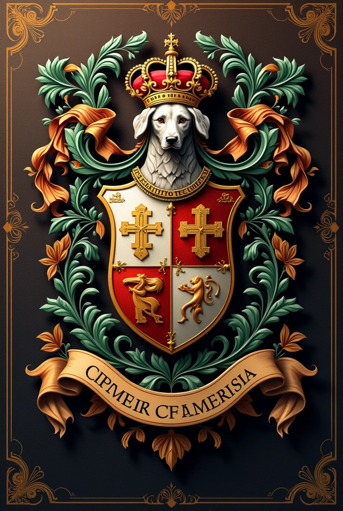 A coat of arms of the veterinary technical area, with the class year from 2022 to 2024 with its colors, a beautiful coat of arms