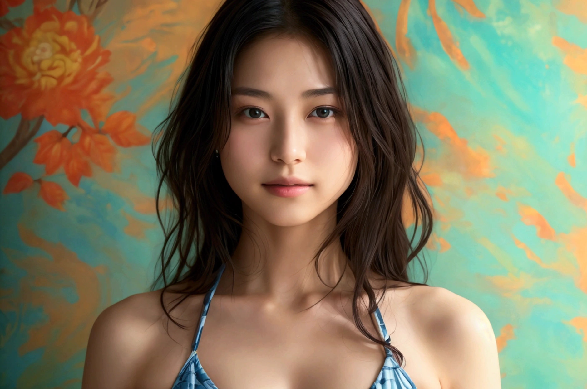 Masterpiece:1.5、Highest quality:1.5、(Beautiful Japanese Women:18-year-old)、Straight hair with black hair、Bikini Swimwear:String Bikini:Colors and patterns,Beauty Painting、Realistic portraits、Beautiful detailsまでこだわった目、超High resolution, (reality:1.2), Cinema Lighting、Detailed face、 Beautiful Face、Beautiful Skin、Beautiful breasts、(Looking at the audience)、(High resolution)、(8k)、(Very detailed)、(Beautiful details)、(wallpaper)、Bright lighting、Professional Lighting、smile,Whole body、Skin-beautifying effect、Overall image、Accurate anatomy:1.2、Accurate Images:1.2、Very detailedな画像、Perfect image、Flawless images、Natural soft light、Beautiful images、(Best Shot,RAW Photos)