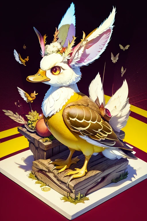 Wolpertinger made of duck + Hase + mouse + in bright colors + Anime-Series
