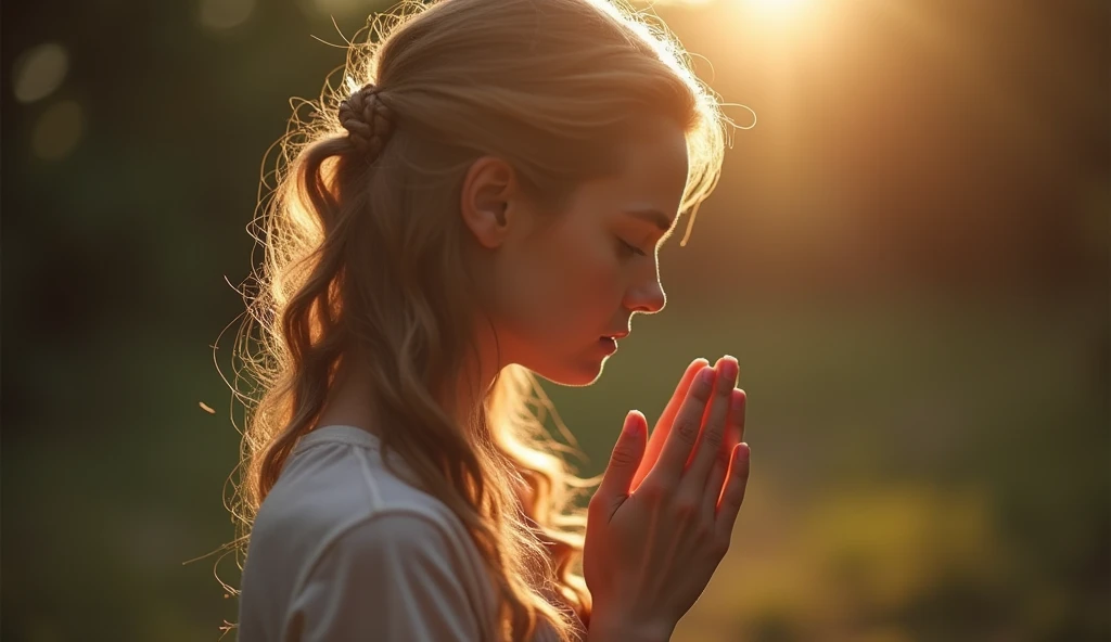 Beautiful woman is praying