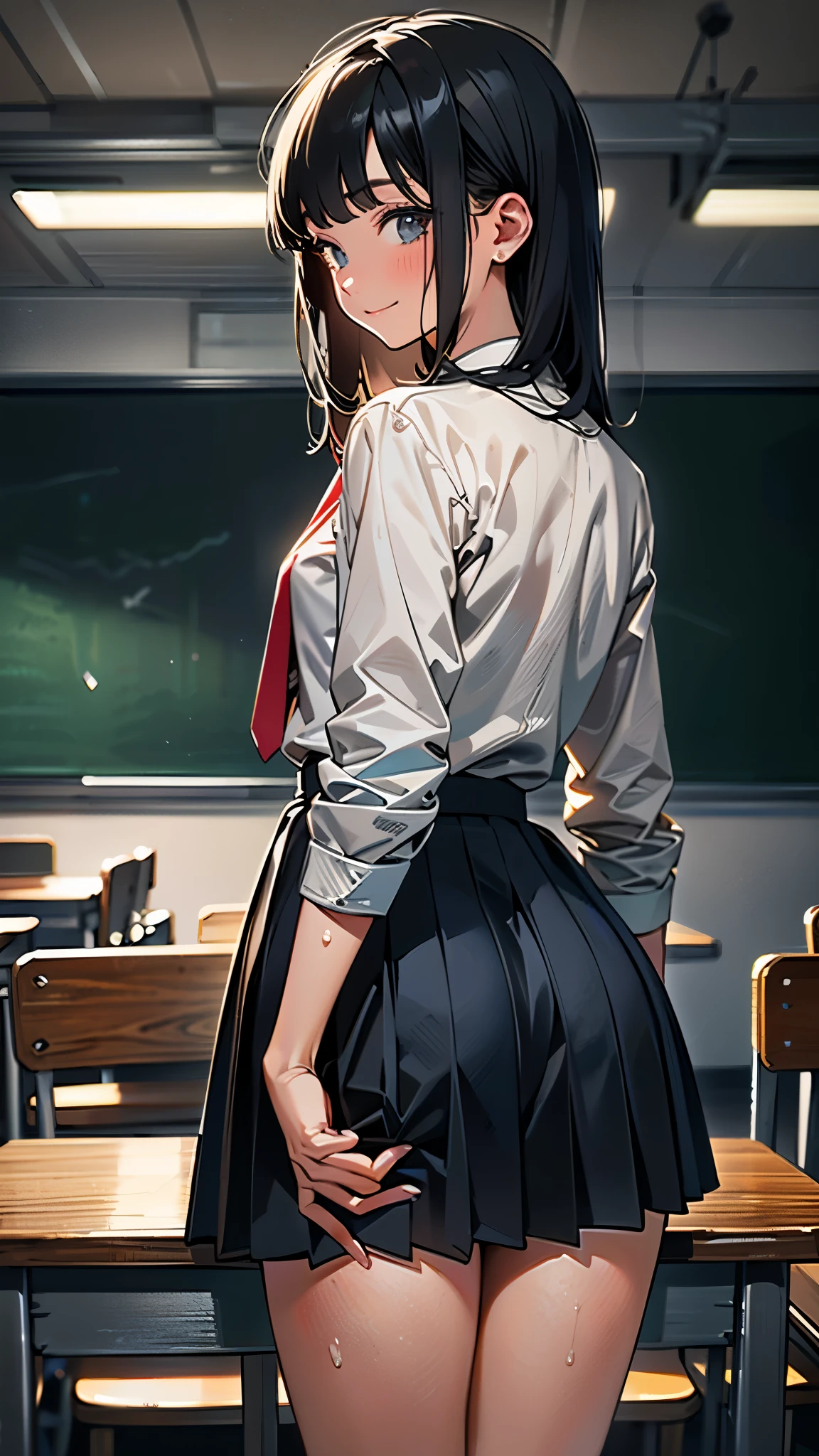 (((focus ass))), (I look up at the girls from the ground.)、(The girls who surrounded me and clung to me)、((seductive evil grin)), (((Huge schoolgirl)))、((angle from below)), (thighs), panties, 1ass、(angle from under 3girls), ((Girl squeezes me with her ass))、