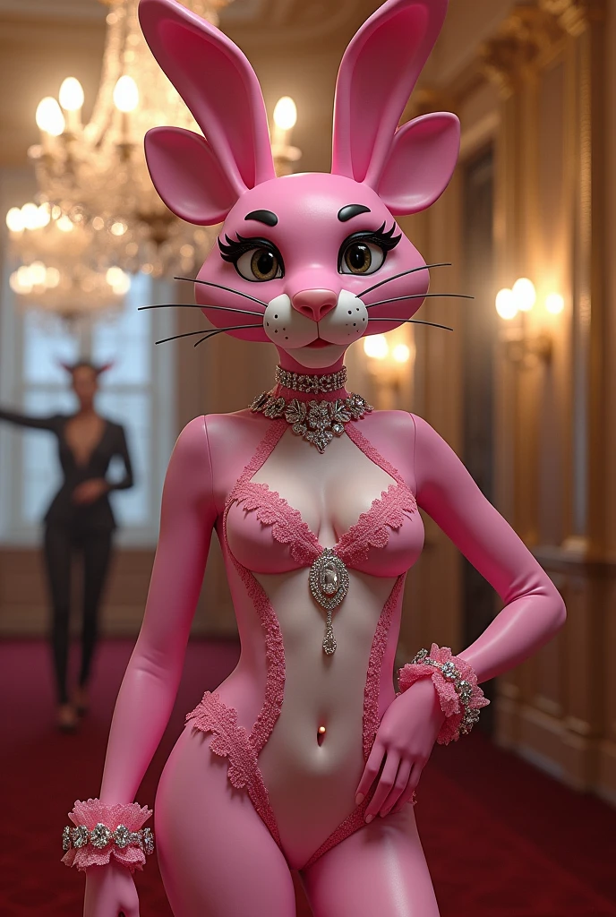 Pink Panther personification of jewels、Wearing a bunny girl costume