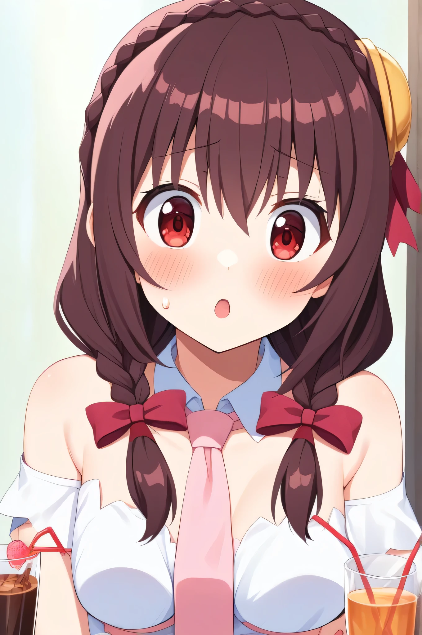 NSFW,1 girl,Nekone、Long Hair、Brown Hair、(Red Eye:1.3)、ribbon、Animal Ears、Twin tails、ヘアribbon、Mole、目の下のMole,(High-quality lingerie:1.5),(Perfect hands),(Perfect Anatomy),(masterpiece),(highest quality),Embarrassed,blush,(Happy face:1.5)