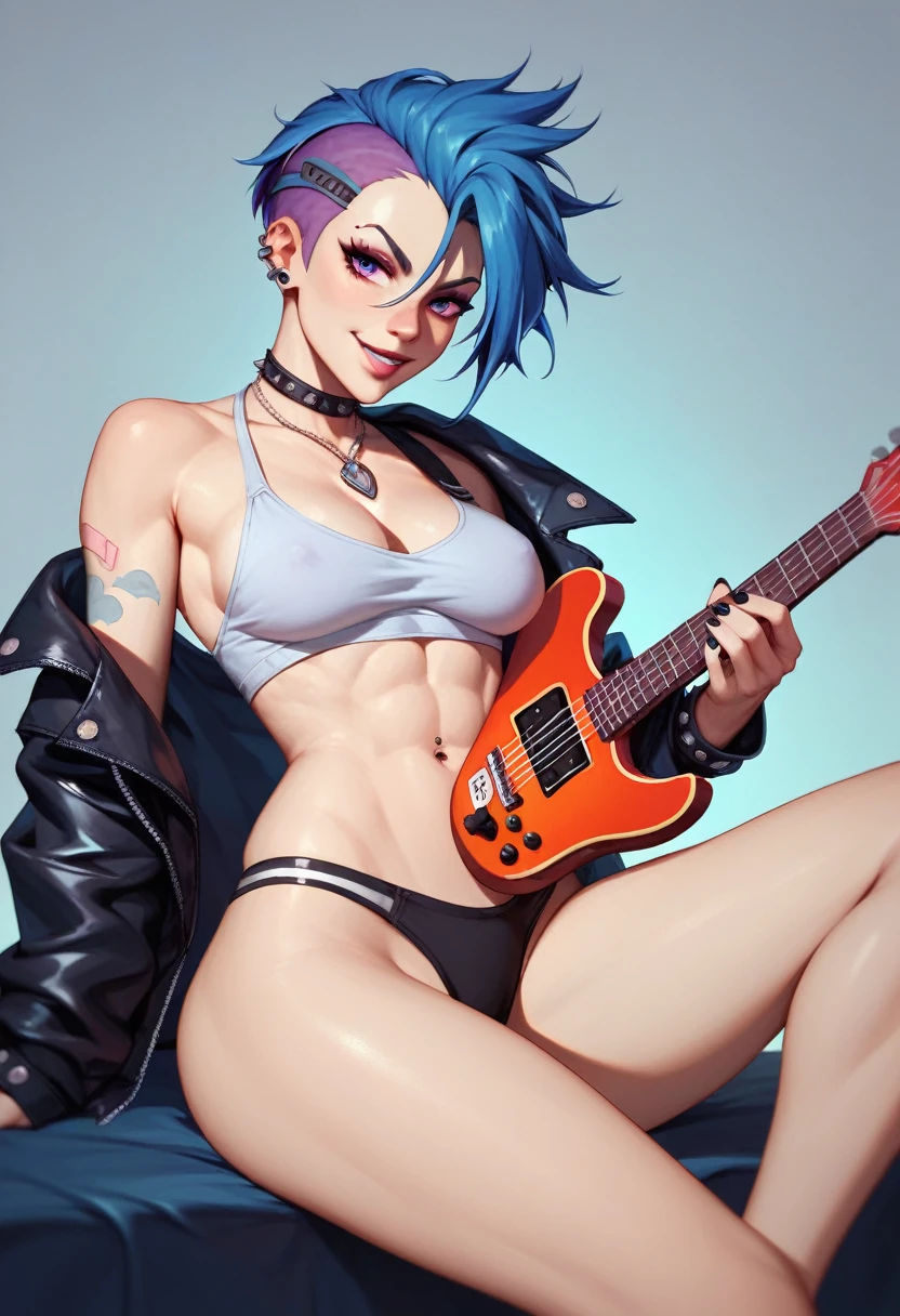 sexy pixie hair punk woman underwear guitar jinx