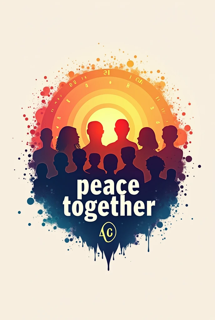 create a catchy logo and a word "peace" and "together" and a roman number in it like make it more colorful and put a people that have "peace "