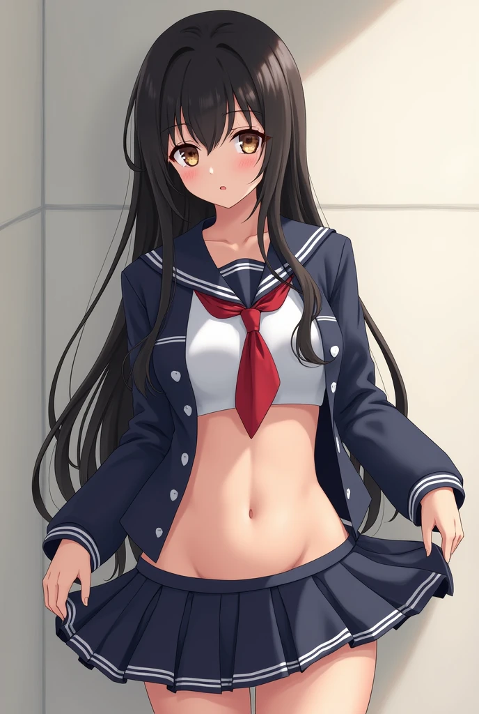 NSFW,masterpiece,Highest quality,High resolution,Super detailed,Yukinoshita Yukino\(My Youth Romantic Comedy is Wrong as Expected\),Black Hair,Long Hair,Light blue eyes,uniform,open crotch pantie,Lace panties,Small breasts,Dissatisfied face,Embarrassed,blush,School,locker room,bench,Changing clothes,Open clothes