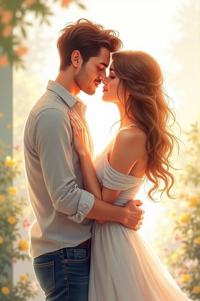A couple in watercolor effect