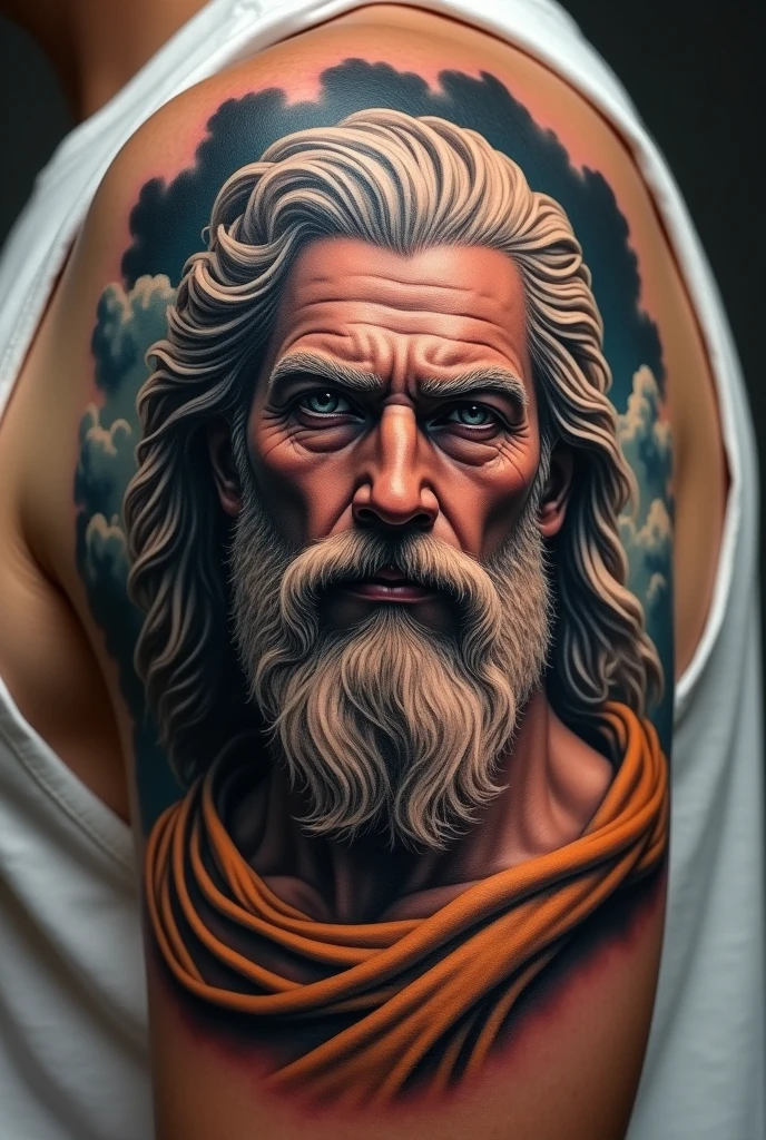 A tattoo that complements another of Zeus 
