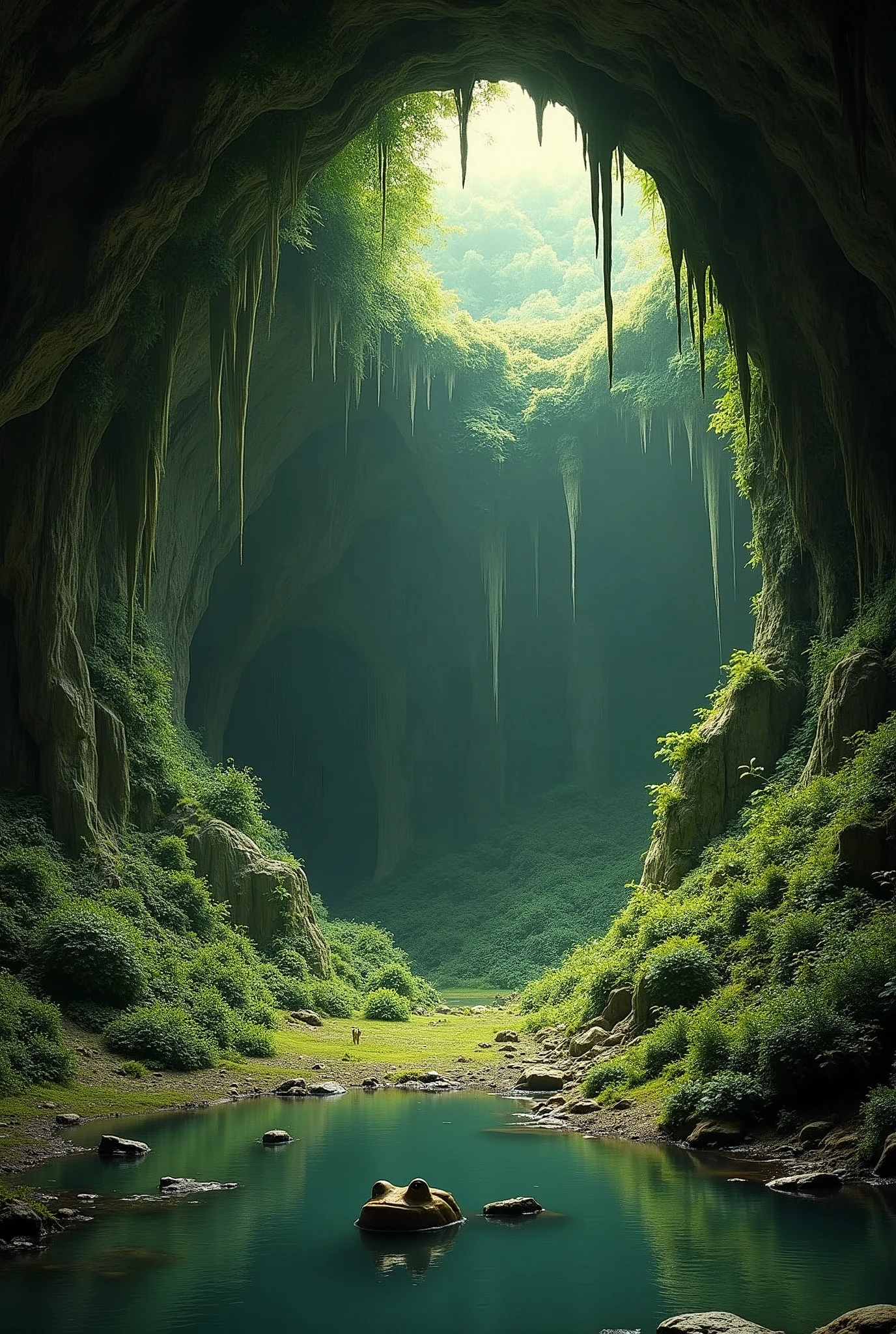 Inside the frog cave there are no frogs.,  has a funny style