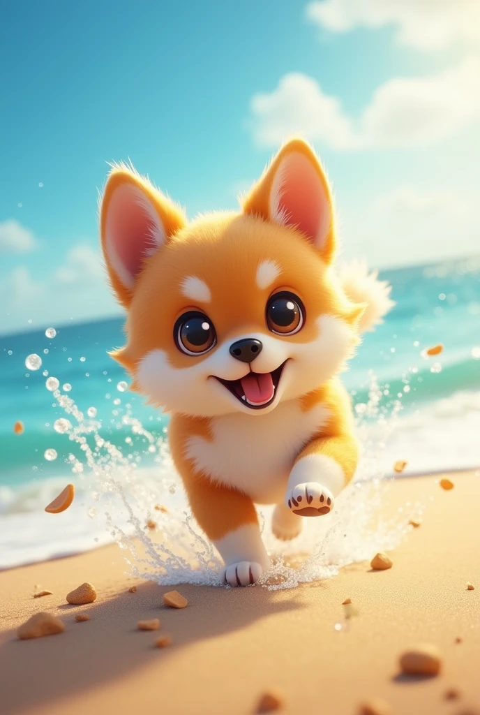 A small dog in beach