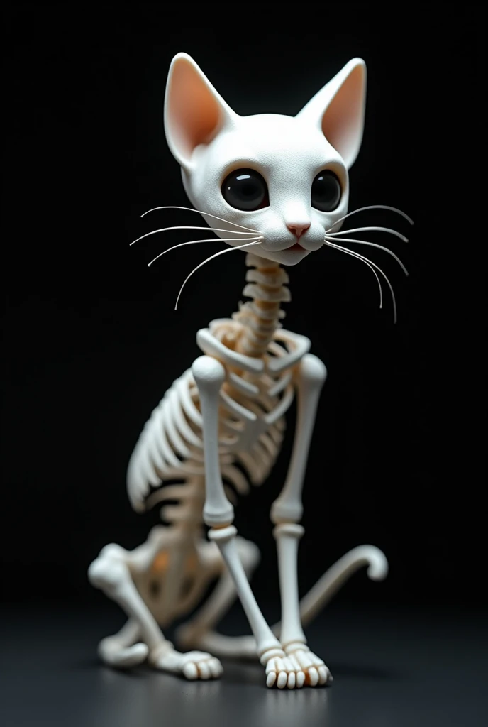Cat skeleton. I want the picture to be cuter, but also cool. I want a black background.