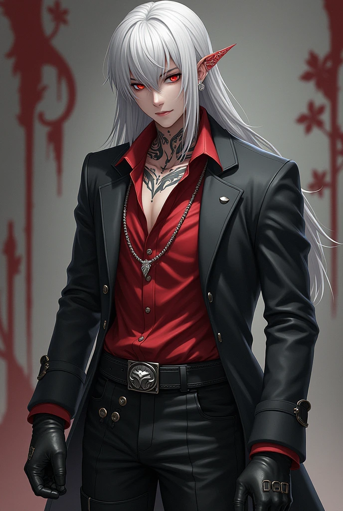((masterpiece:1.2, best quality, ultra detailed, absurdres, perfect anatomy, perfect hands)), (((1 man))), long silver hair, red eyes, paleskin, white shirt, black pants, creepy smile,