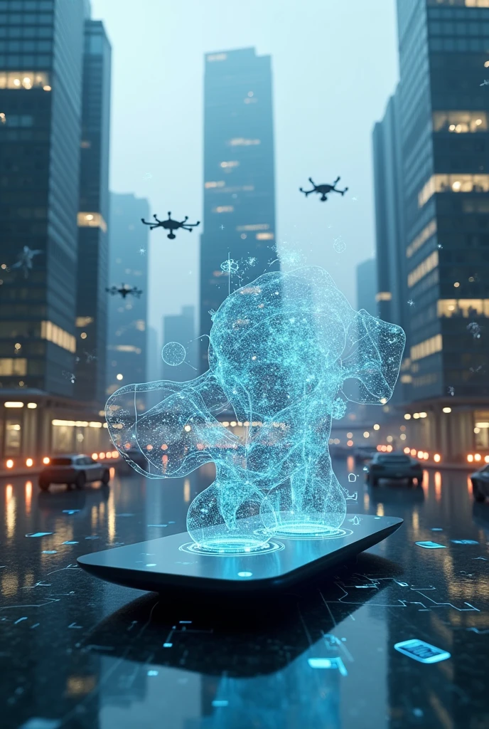 Generate an image of Imagine an ICT device twenty (20) years from now, that will have a drastic effect on our society.