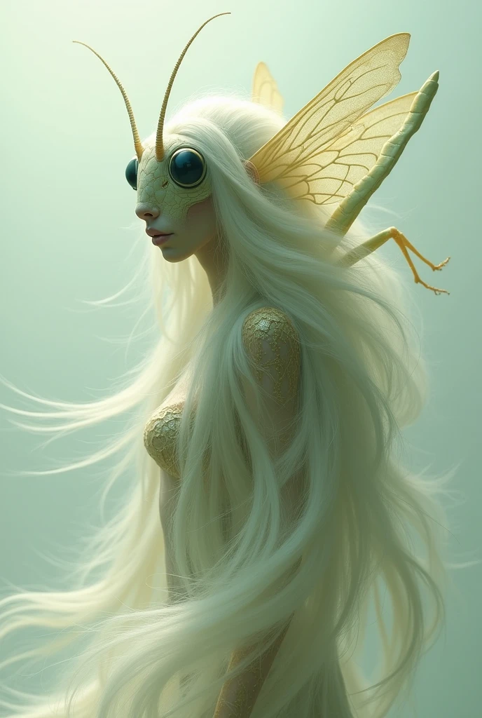 Grasshopper with woman&#39;s hair