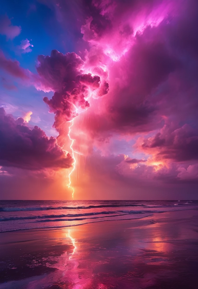 虹色rocket、大きなrocket、Iridescent skyを飛ぶrocket,rocket、虹色のrocket、colorful,Iridescent smoke、虹色のrocketはIridescent smokeを出している、Beautiful sky,wonderful景色,Seaside,Iridescent sky、An atmosphere full of dreams and hope,masterpiece.16K, Ultra-high resolution, Ultra-high resolution, to be born,wonderful ,future、Iridescent、The world 30 years from now。