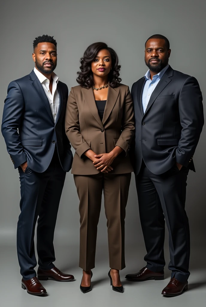 Photo of a women standing next to three black men