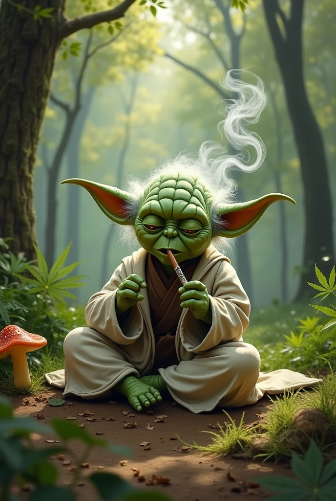 Master Yoda smoking weed