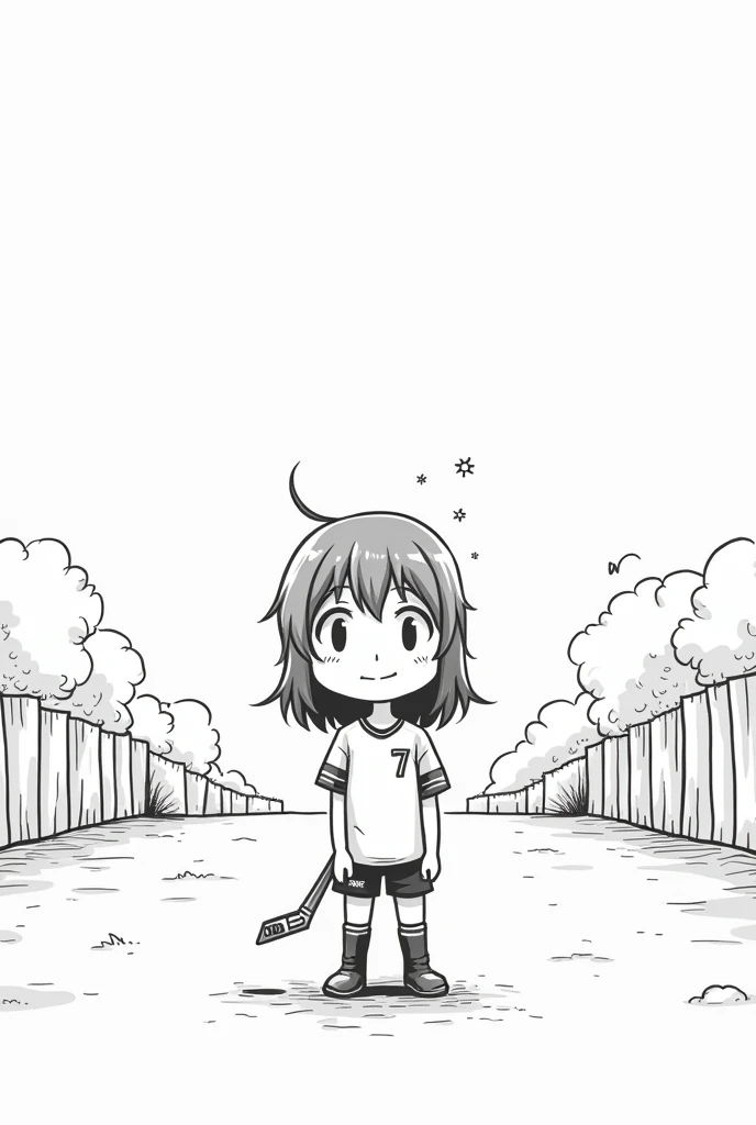 A kind of cartoon comic with me on it as an anime figure in black and white. I have the jersey number 7 brown medium long hair and a fringe