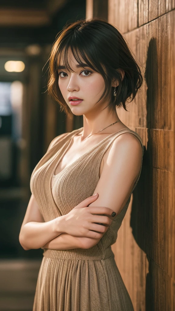 (Highly detailed CG Unity 8k wallpaper)、(masterpiece)、(Highest quality)、(Super detailed)、(Best illustrations)、(Best Shadow)、Ultra-high resolution、(Real、Photorealistic:1.2)、(Reiwa's Kyoko Otonashi:1.4)、(Long hair with bangs that fall on the forehead:1.4)、(Large Breasts:1.4)、((nude:1.4))、(Small light-colored nipples and areola:1.u can see even the cleavage:1.2)、(G Cup:1.4)、(Pearl Necklace:1.4)、(Hotel lounge:1.2)、(Red Lip:1.4)、The posture is relaxed、Using lighting and shadows、Emphasizing three-dimensionality and realism、Please express natural light reflection、Puffy eyes、Close-up、Cloudy soft light、(Upper Body:1.4)