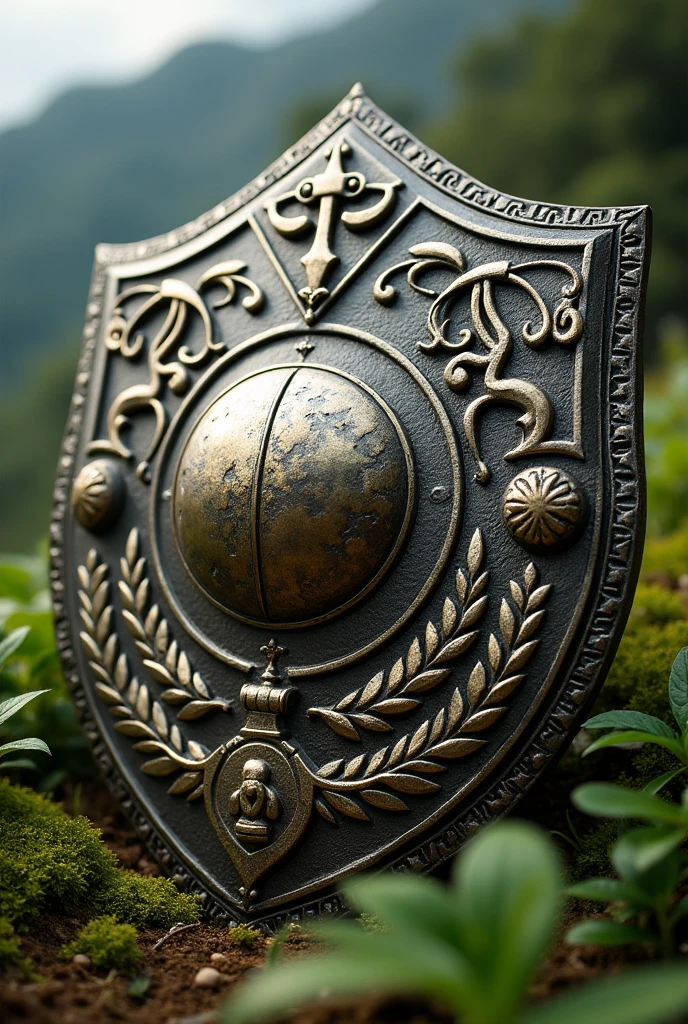 Create a shield for Colombia that represents its wealth, its laws and peace 