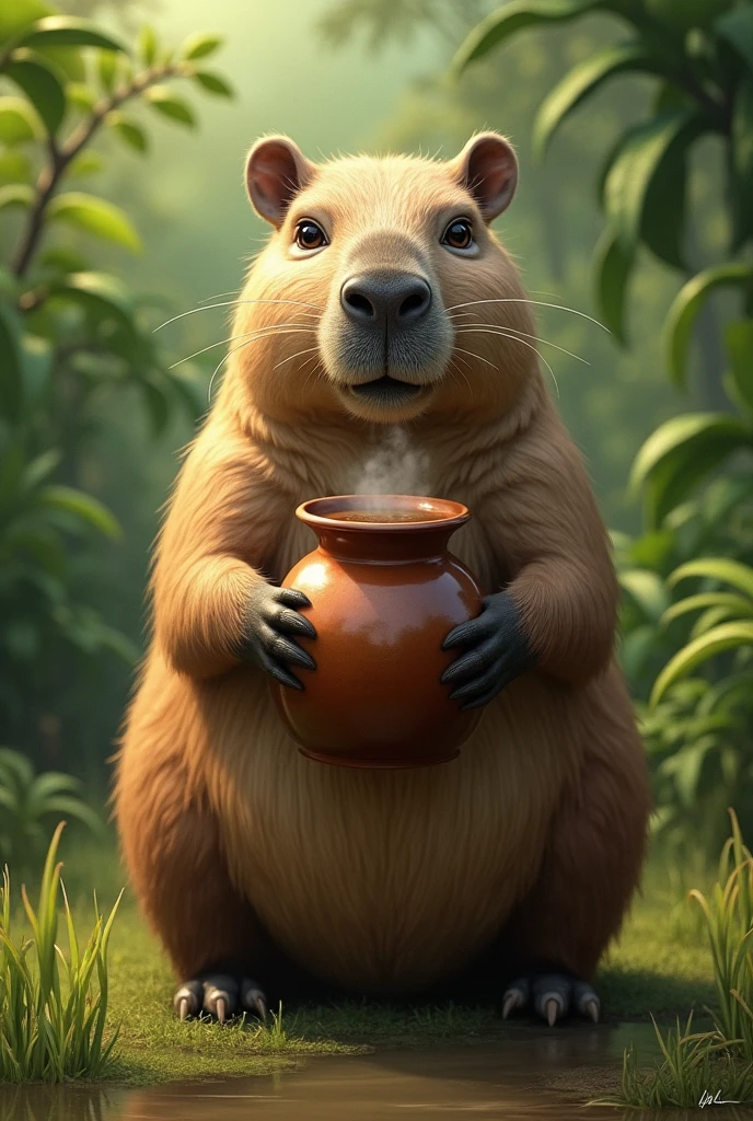 A capybara taking a Paraguayan terere 