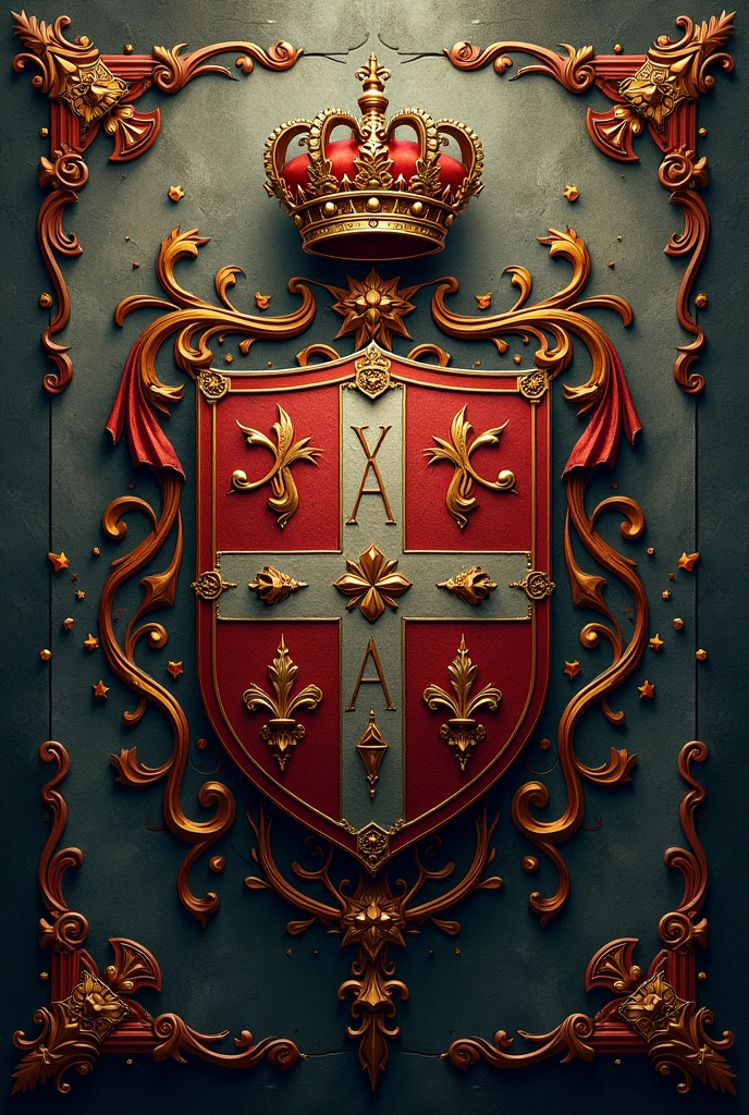 A medieval coat of arms with the words AYA NAKASTILLON THE BATTLE written on it