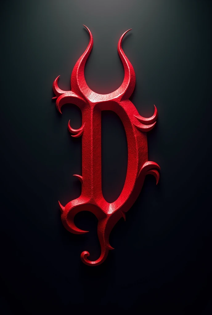 (logo design) evil logo, a striking red letter D, adorned with sharp, menacing demon horns, and a sinuous tail extending from the base, dynamic and bold, emphasizing a dark theme, glossy finish, intricate details, high-resolution, creating an impression of malevolence and power.