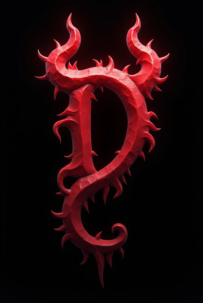(logo design) evil logo, a striking red letter D, adorned with sharp, menacing demon horns, and a sinuous tail extending from the base, dynamic and bold, emphasizing a dark theme, glossy finish, intricate details, high-resolution, creating an impression of malevolence and power.