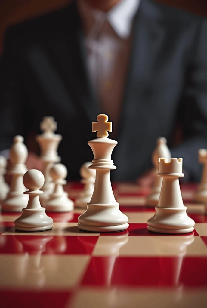 Authority (chess metaphor) All white pieces down with only the king standing on red