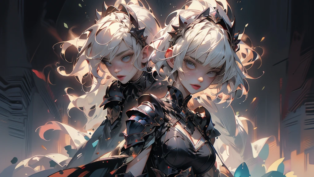 ((Highest quality, 8k, masterpiece: 1.3, One girl, beautiful girl)), cute, dynamism, Detailed face, Detailed skin, Detailed clothing, Detailed eyes, Detailed lips, Detailed tongue, Detailed fingers, Mouth details, Realistic, RAW Photos, High resolution, Natural light, Dynamic pose, Perfect Anatomy, Toned Legs, double eyelid, Tear bags, Round eyes, Moisturized lips, Sweaty, (White Knight, Has a big sword, Heavy Armor), Armored Girl, Cape, Pixie Cut, vapor:1.5, thin, Wet body, Drooling, Firm Abdomen, Cowboy Shot, (Lots of snakes), Leaning on the throne, stone throne, Blood on the lips, View your viewers, Thighs, Underbust